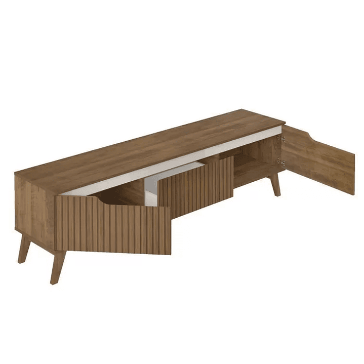 1/16 Rack com Painel para TV até 75 Polegadas com LED Impressão Ripada 3D Liverpool Pinho/Off White 15