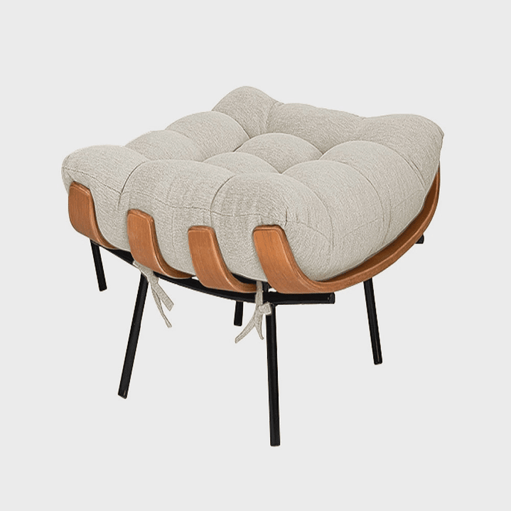 Kit Poltrona Costela com Puff para Sala Linho  7