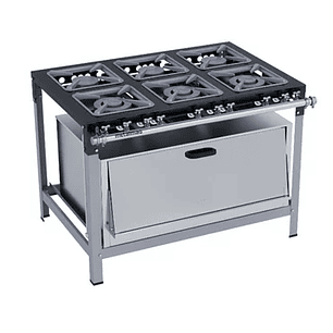 Fogão Industrial 6 Bocas 30X30 com Super Forno Metalmaq