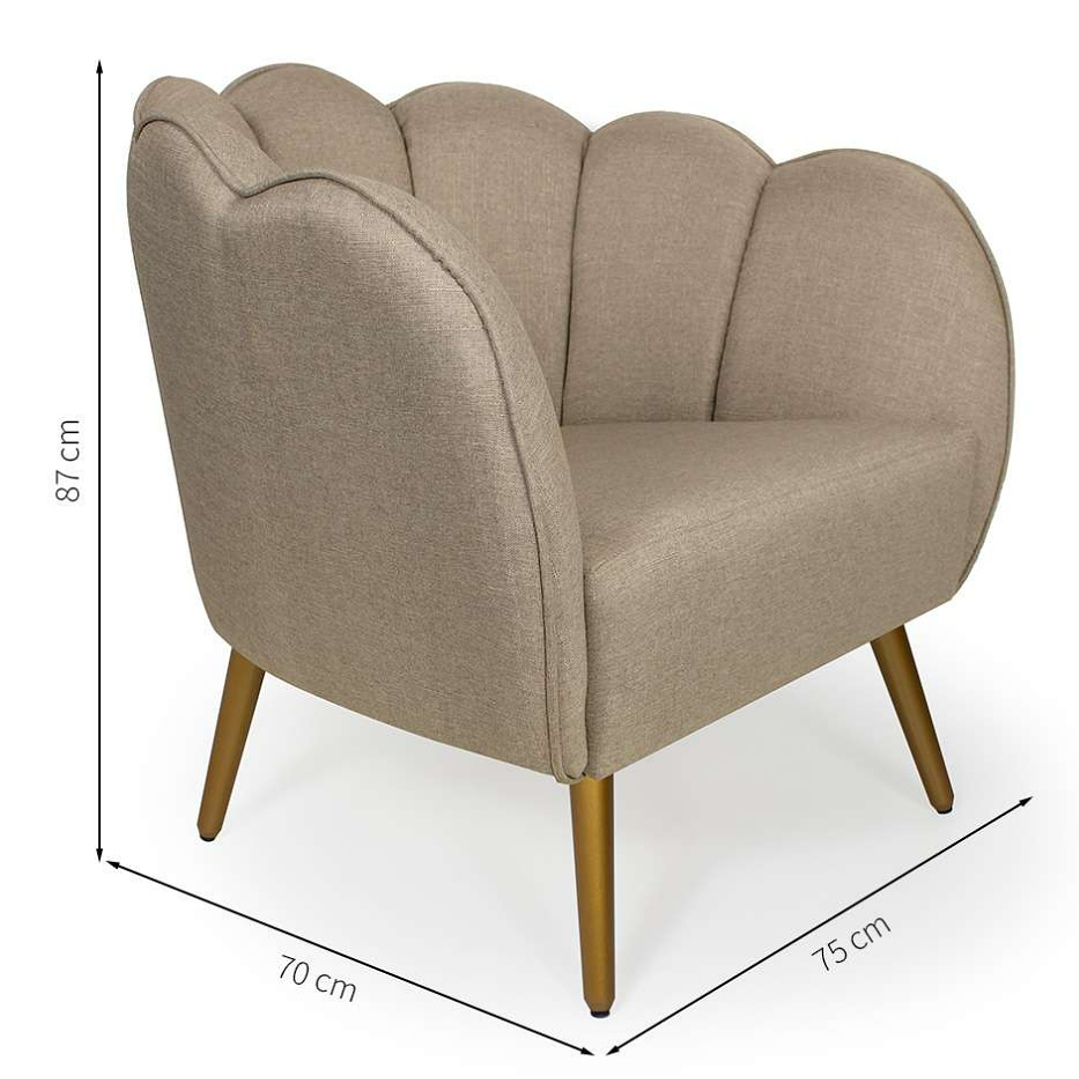 Poltrona Ariel Linho Bege e Dourada 4