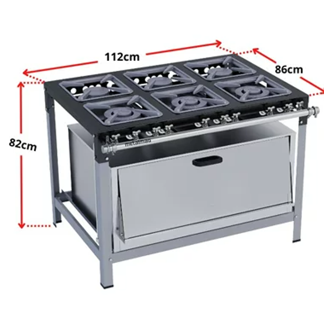 Fogão Industrial 6 Bocas 30X30 com Super Forno Metalmaq 2