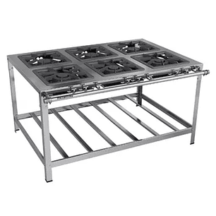 Fogão Industrial 6 Bocas 40x40 Aço Inox Metalmaq