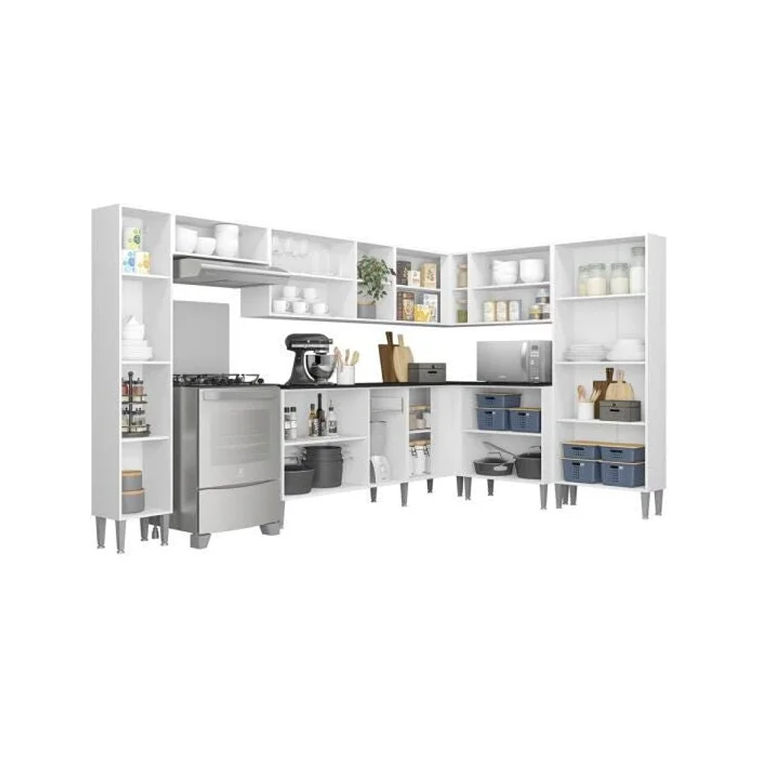 Cozinha Completa com Armário e Balcão Xangai Rock Branca/Lacca Fumê Vendido e entregue  5