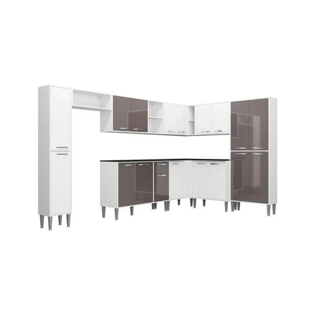 Cozinha Completa com Armário e Balcão Xangai Rock Branca/Lacca Fumê Vendido e entregue  7