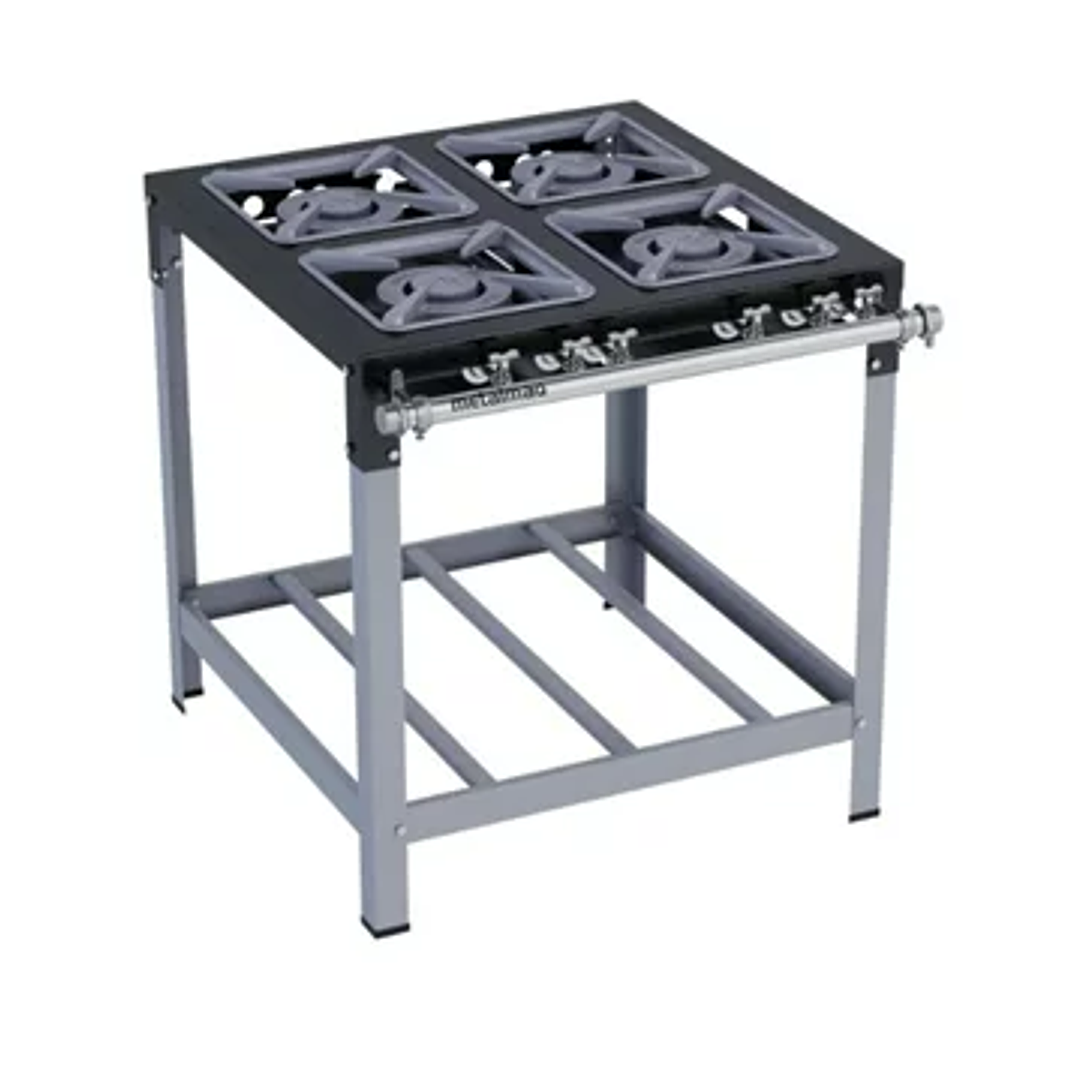 Fogão Industrial 4 bocas Duplas 30X30 Luxo Metalmaq 1