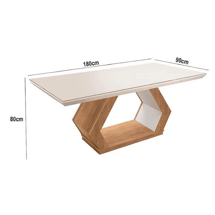 Mesa Alvorada 180 Tp Mdf Vidro canto Reto 6 Cadeiras Veludo Animale/Imbuia/Off White 5