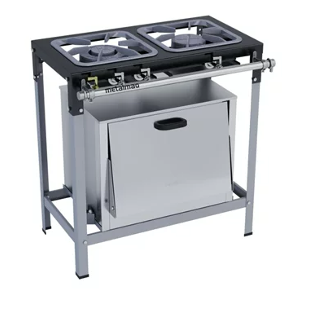 Fogão Industrial 2 Bocas 30X30 com Forno S2000 Metalmaq 1
