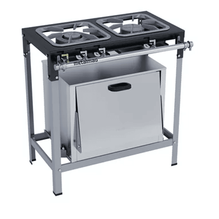 Fogão Industrial 2 Bocas 30X30 com Forno S2000 Metalmaq 1