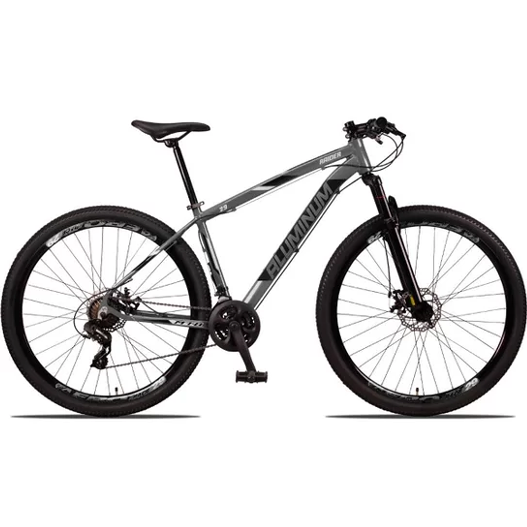 Bicicleta 29 Aluminum Raider 24 Marchas Index Freio a Disco - Preto+Vermelho 1