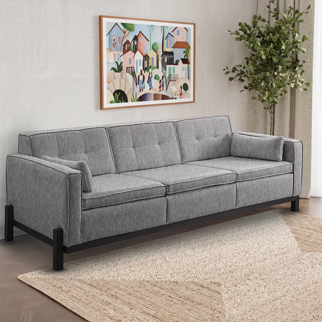 Sofá Tiê 3 Lugares 218cm em Linho Bege 2