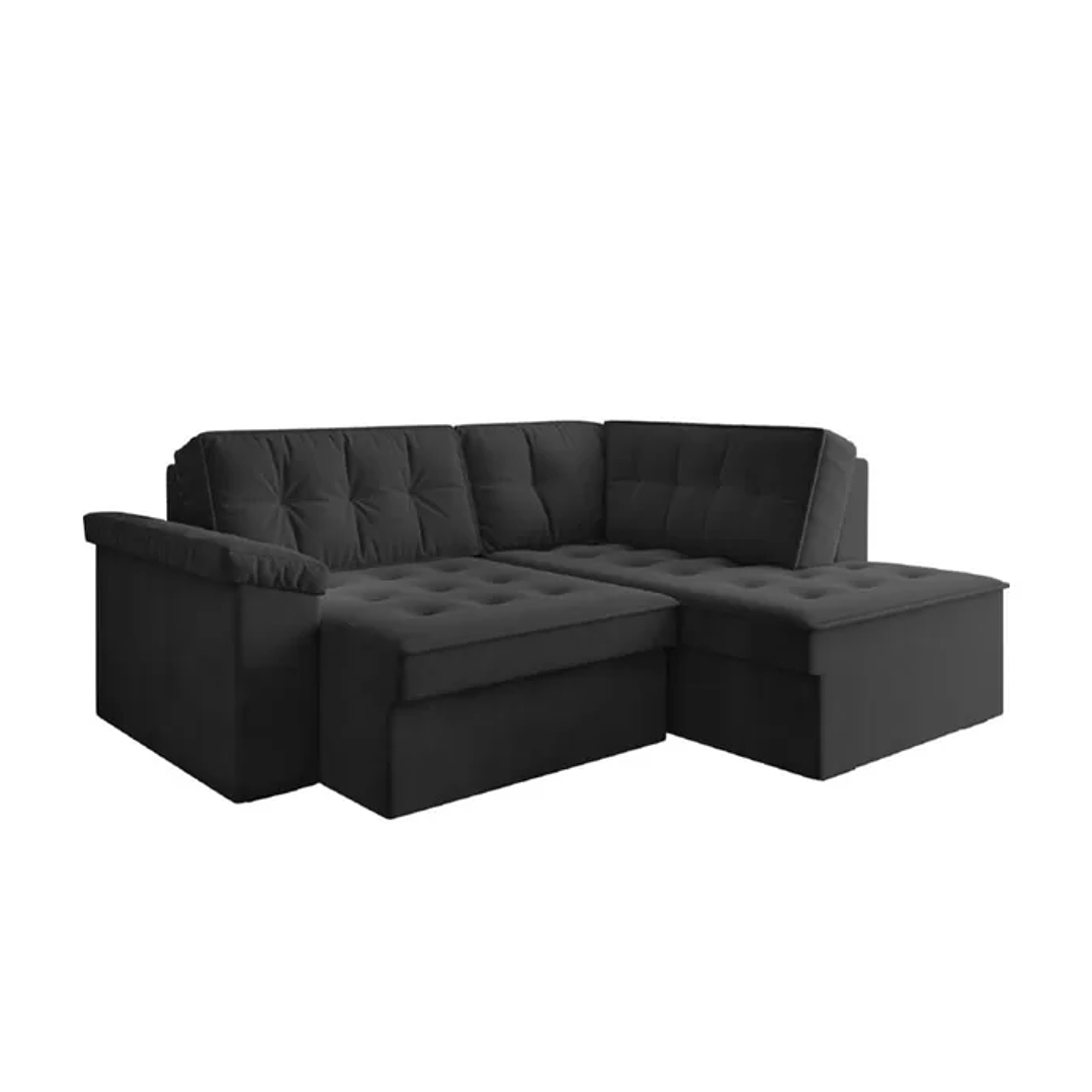 Sofá de Canto Retrátil 5 Lugares Grécia Cinza Suede 1