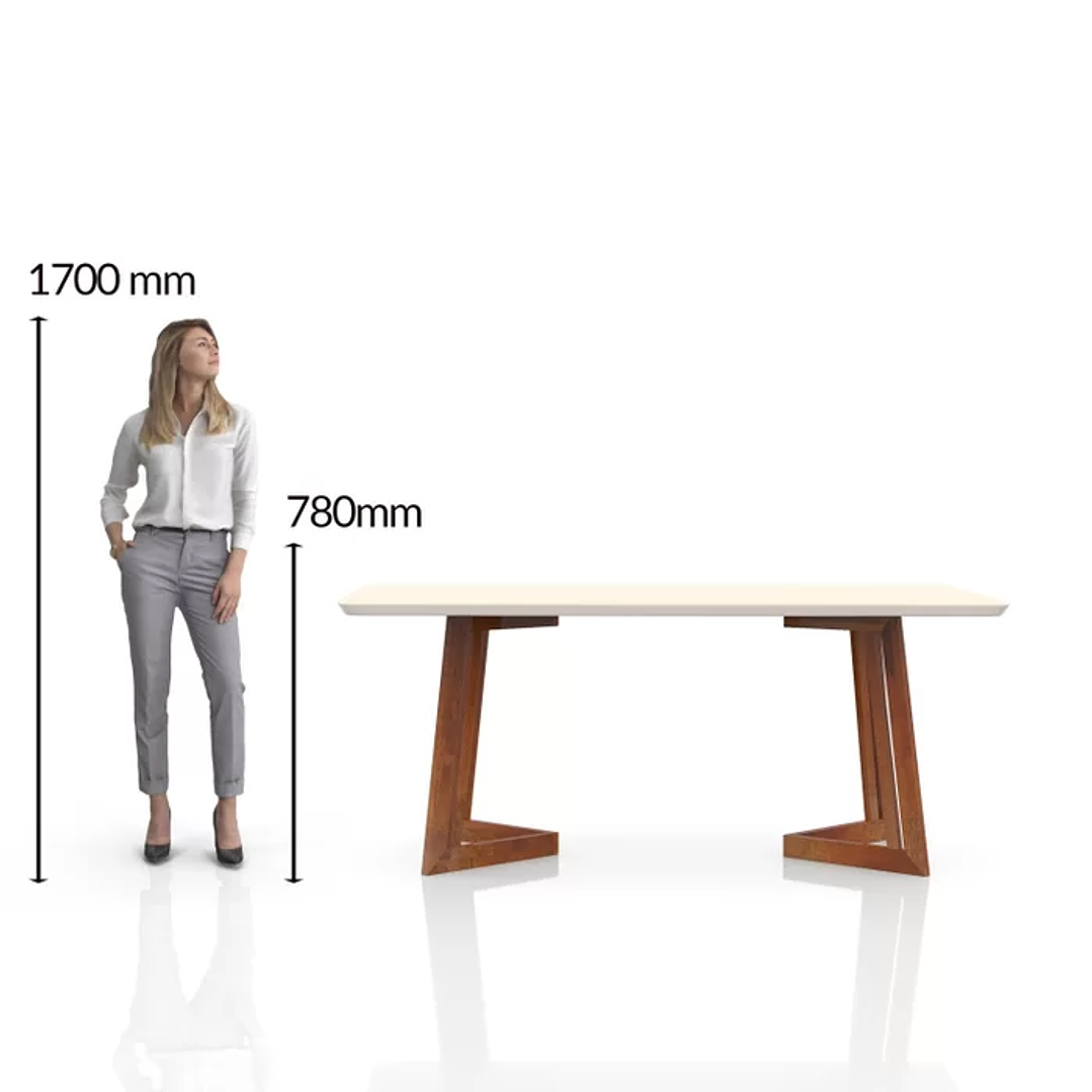 Conjunto Mesa com Vidro Pés Madeira Maciça 6 Cadeiras Madeira Dakota Tecido A40 Caramelo 7