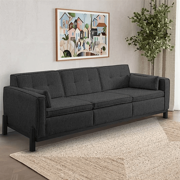 Sofá Tiê 3 Lugares 218cm em Linho Bege 3