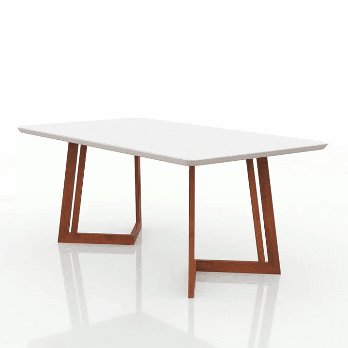 Conjunto Mesa com Vidro Pés Madeira Maciça 6 Cadeiras Madeira Dakota Tecido A40 Caramelo 9