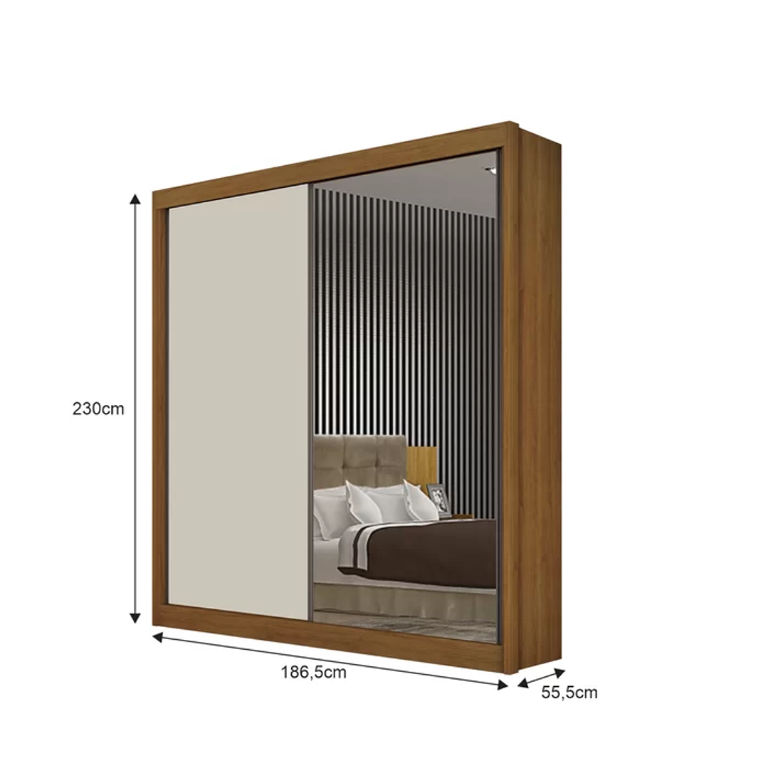 Guarda Roupa com Espelho 2 Portas 3 Gavetas São Paulo  5