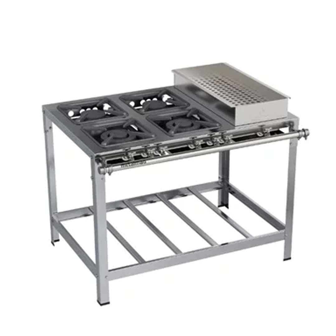 Fogão Industrial 4 bocas 30X30 Banho Maria Luxo Aço Inox Metalmaq 1