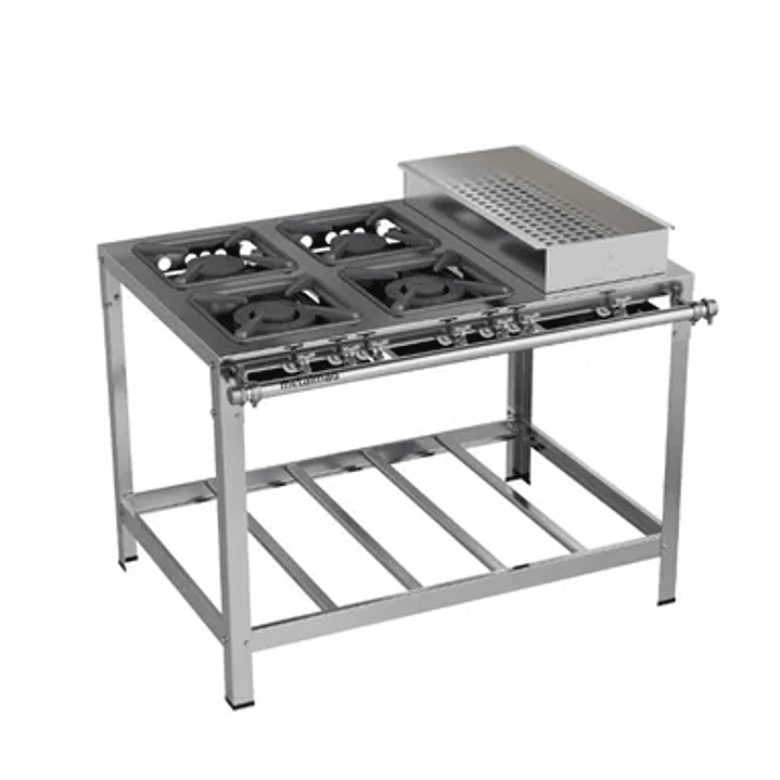 Fogão Industrial 4 bocas 30X30 Banho Maria Luxo Aço Inox Metalmaq 1