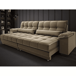 Sofá Retrátil e Reclinável com Molas Ensacadas e Carregador Usb Colosso 2,50m Veludocristal 