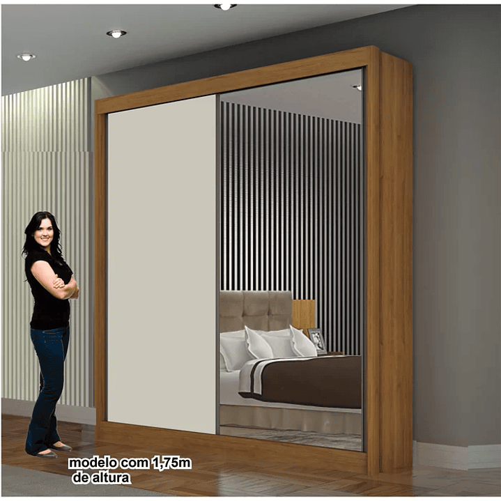 Guarda Roupa com Espelho 2 Portas 3 Gavetas São Paulo  8