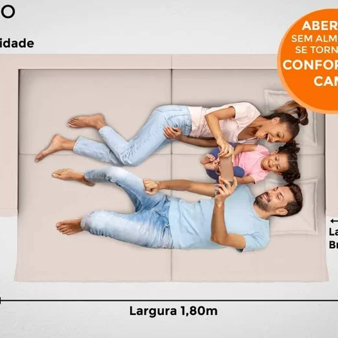 Sofá Tango 1,80M Sem Caixa, Retrátil e Reclinável Velosuede - Areia 6