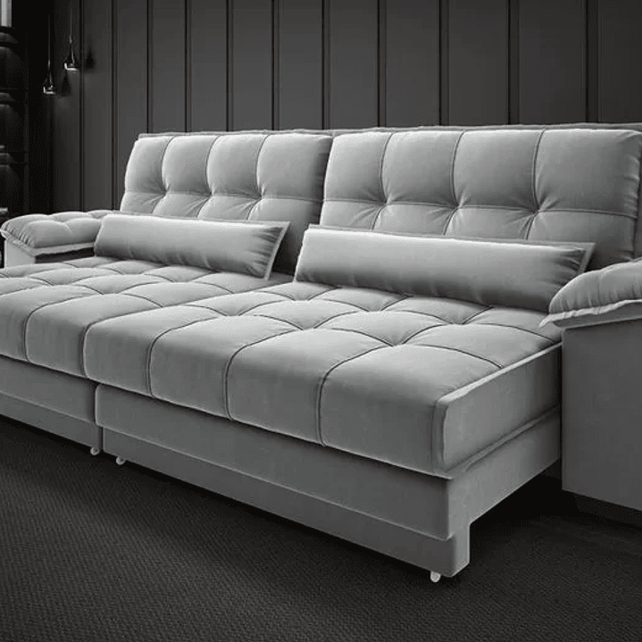 Sofá Retrátil e Reclinável com Molas Ensacadas e Carregador Usb Colosso 2,50m Veludocristal  2