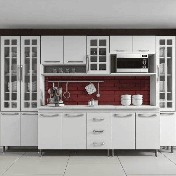 Cozinha Compacta 6 Peças com Armário e Balcão Mp3693 Veneza  1