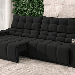 Sofá Connect Premium 2,00m Assento Retrátil/reclinável com Porta Copos e Entrada Usb Suede 