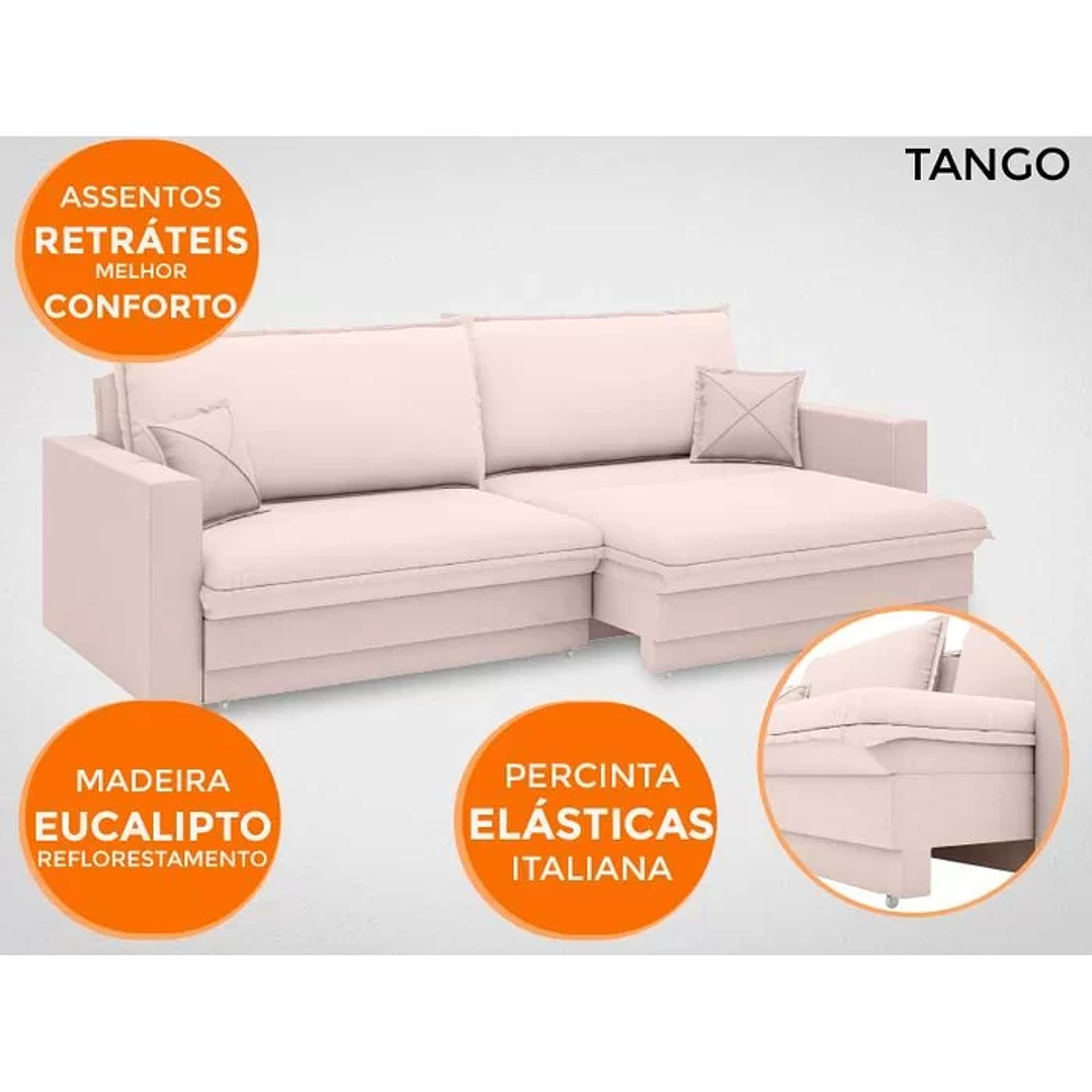 Sofá Tango 1,80M Sem Caixa, Retrátil e Reclinável Velosuede - Areia 9