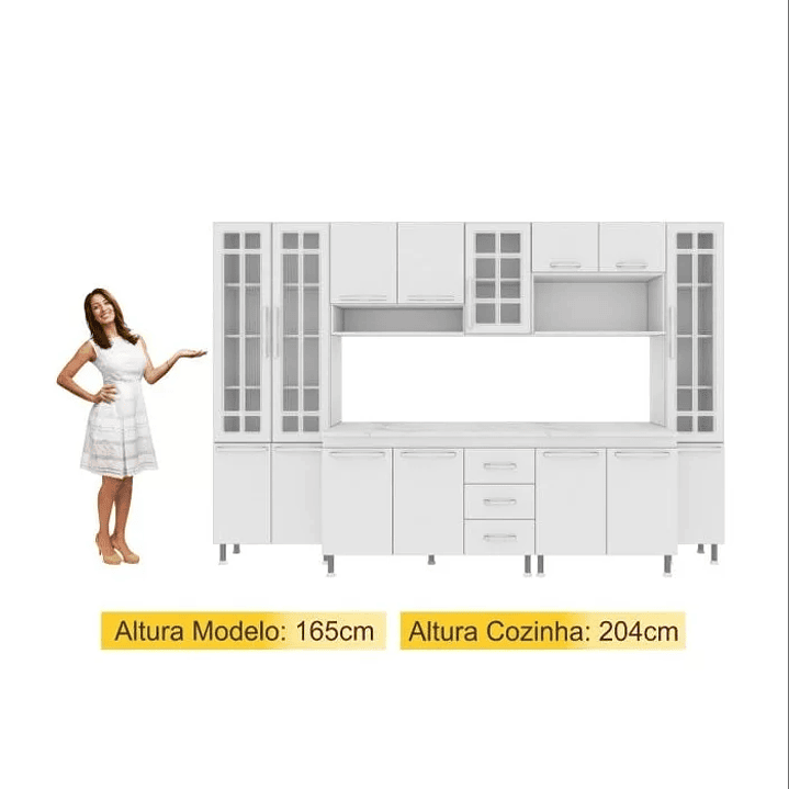 Cozinha Compacta 6 Peças com Armário e Balcão Mp3693 Veneza  3