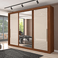Guarda Roupa Casal em MDF 3 Portas de Correr com Espelho Avelã/Off White - Thumbnail 1