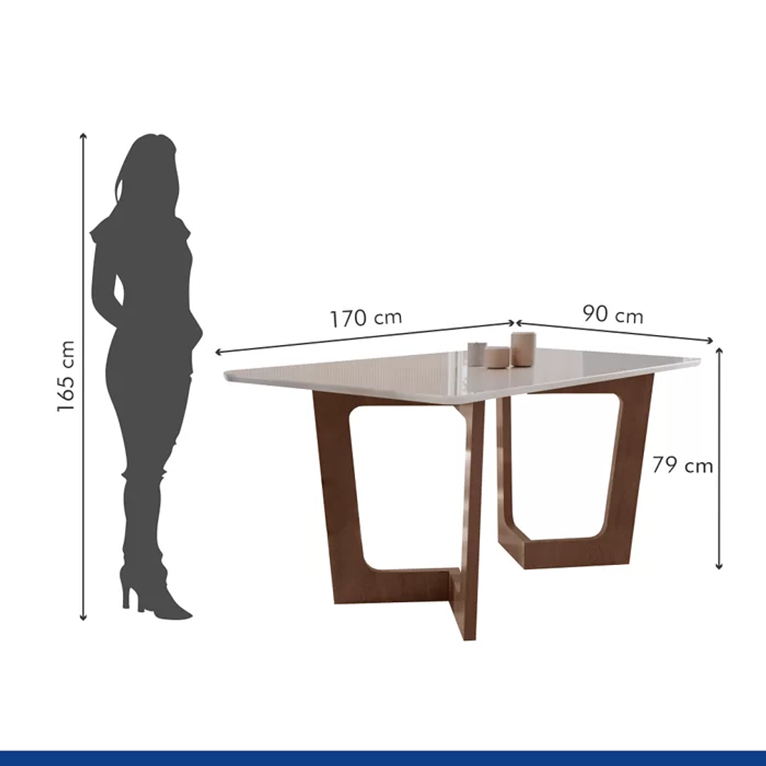 Conjunto Sala De Jantar Nápoles Tampo Vidro/MDF com 6 Cadeiras Luísa Smart Plus Cinamomo/Off White/Bege 7