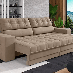 Sofá Oscar Plus 2,00m Retrátil/reclinável Suede 