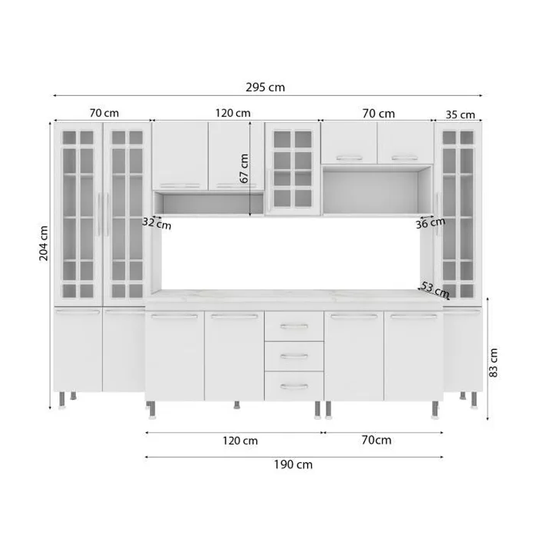 Cozinha Compacta 6 Peças com Armário e Balcão Mp3693 Veneza  5