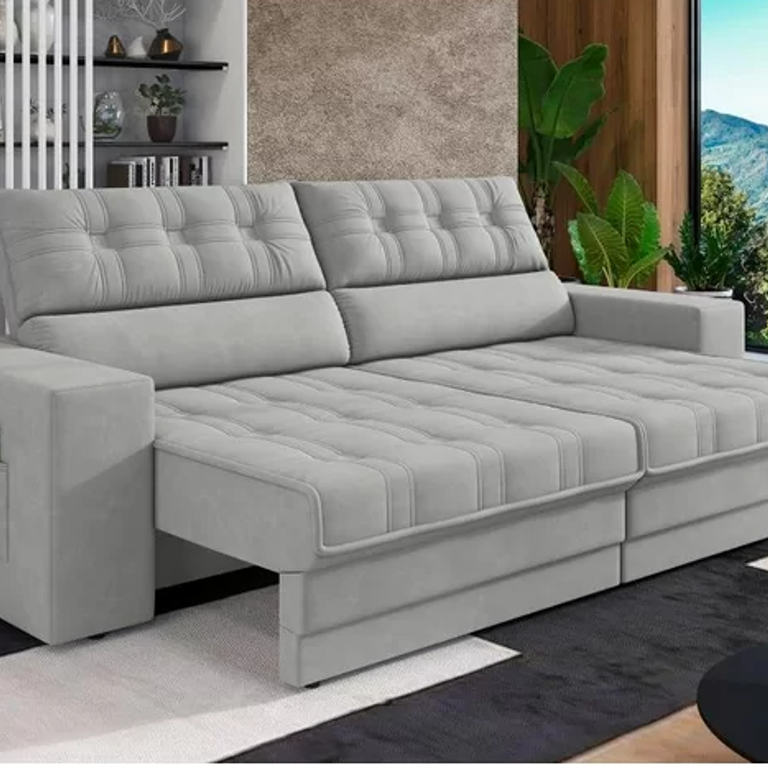 Sofá Oscar Plus 2,00m Retrátil/reclinável Suede  2