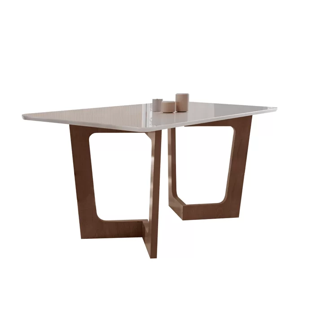 Conjunto Sala De Jantar Nápoles Tampo Vidro/MDF com 6 Cadeiras Luísa Smart Plus Cinamomo/Off White/Bege 11