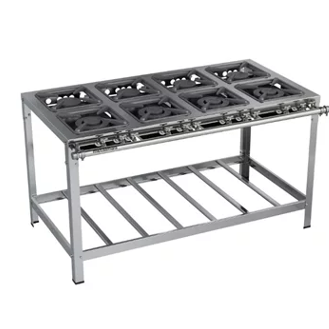 Fogão Industrial 8 bocas 30x30 Luxo Aço Inox Metalmaq 1