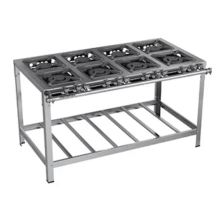 Fogão Industrial 8 bocas 30x30 Luxo Aço Inox Metalmaq