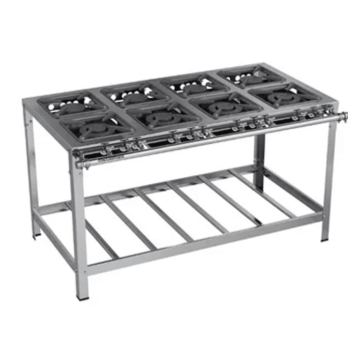 Fogão Industrial 8 bocas 30x30 Luxo Aço Inox Metalmaq 1