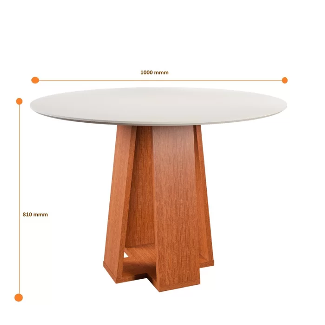 Conjunto Sala de Jantar 1 Mesa Redonda com 4 Cadeiras Beatriz Cherry/Off White 4