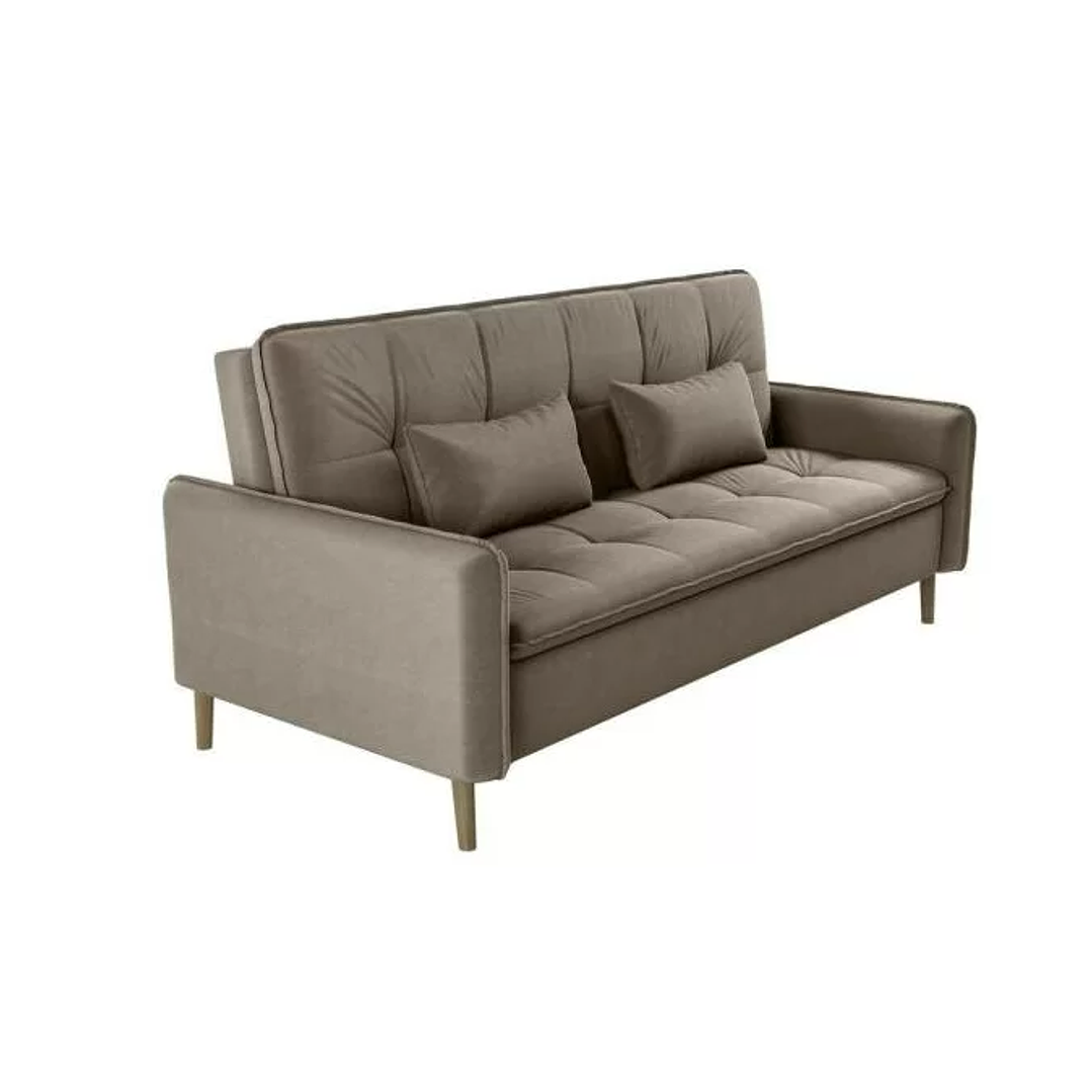 Sofá Cama Casal Reclinável Donna - Veludo Turkey Castor 2