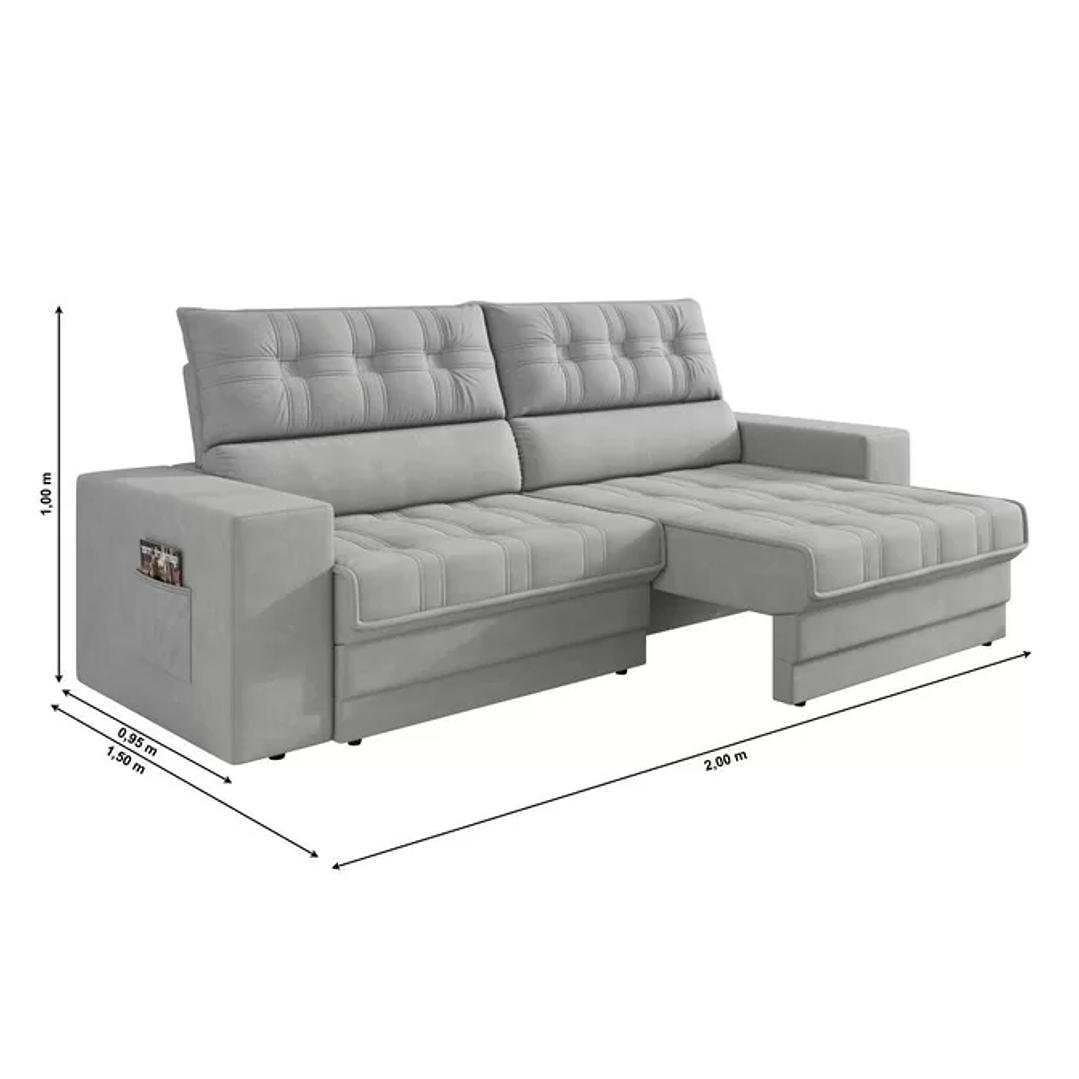 Sofá Oscar Plus 2,00m Retrátil/reclinável Suede  5