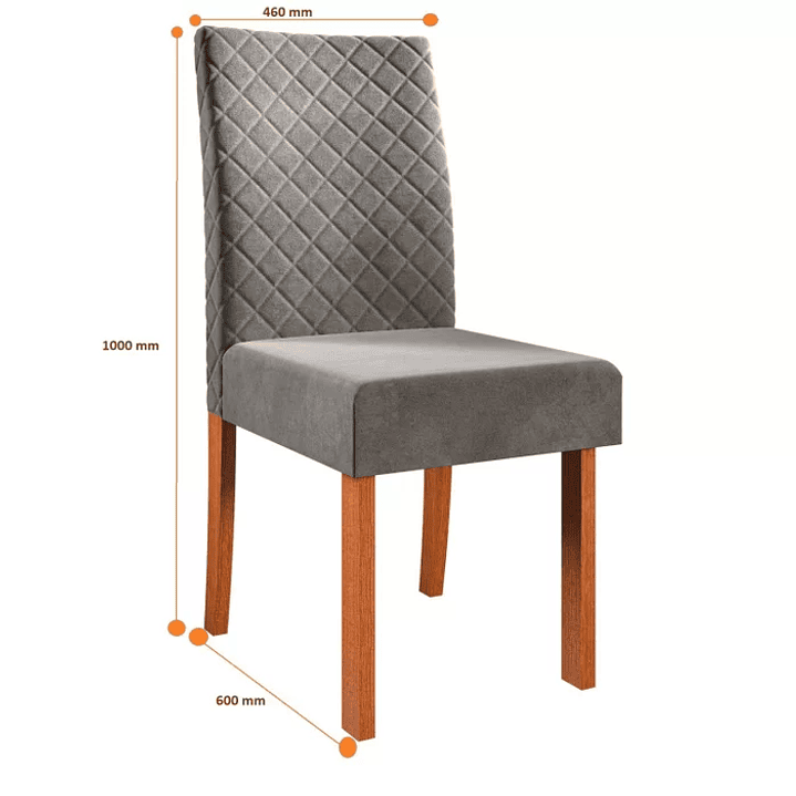 Conjunto Sala de Jantar 1 Mesa Redonda com 4 Cadeiras Beatriz Cherry/Off White 5