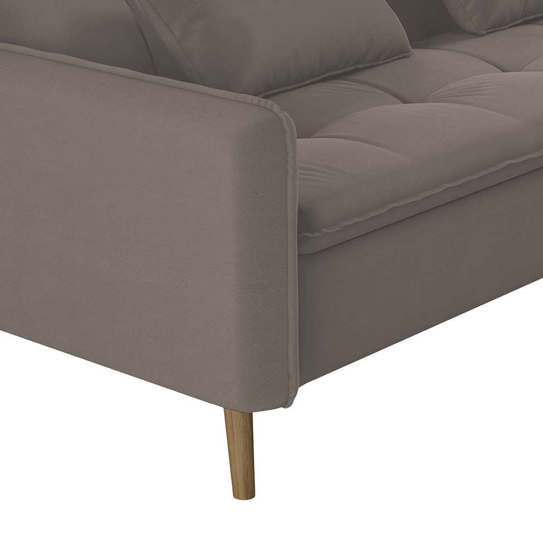 Sofá Cama Casal Reclinável Donna - Veludo Turkey Castor 7