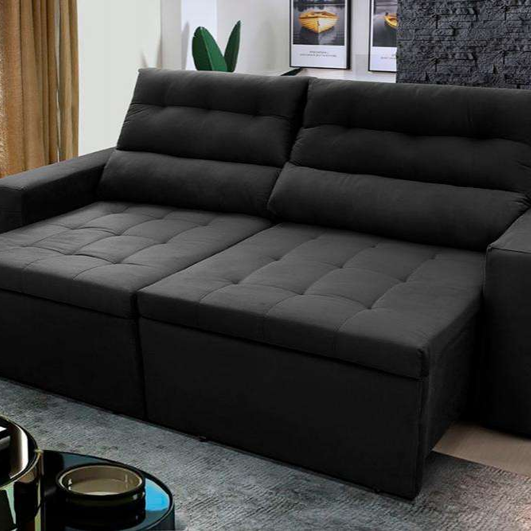 Sofá Retrátil/Reclinável Arizona 2,30m Suede Velut  2