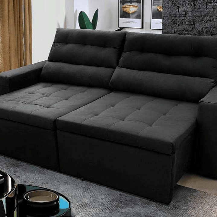 Sofá Retrátil/Reclinável Arizona 2,30m Suede Velut  2