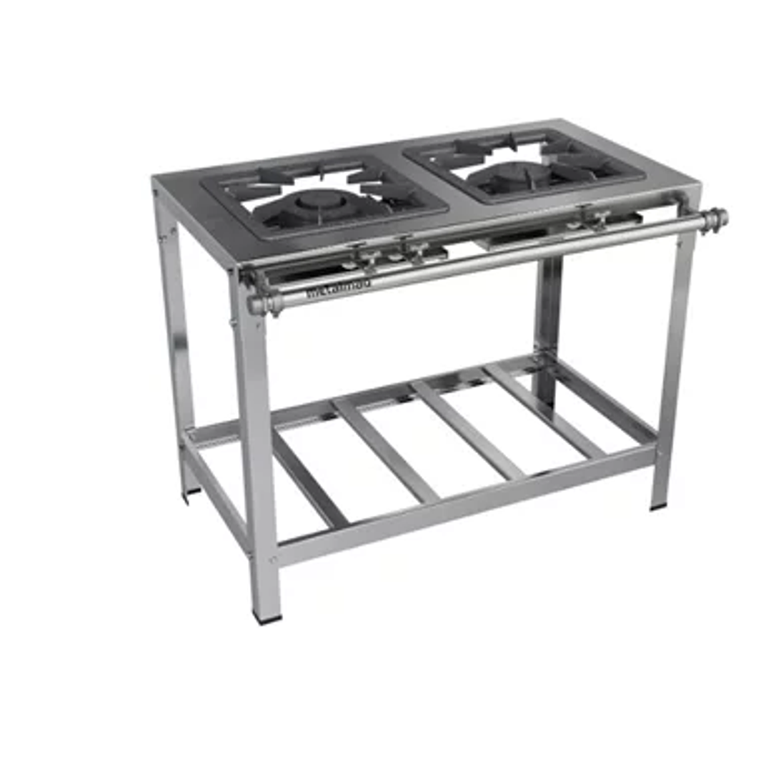 Fogão Industrial 2 bocas 40x40 Inox Metalmaq 1