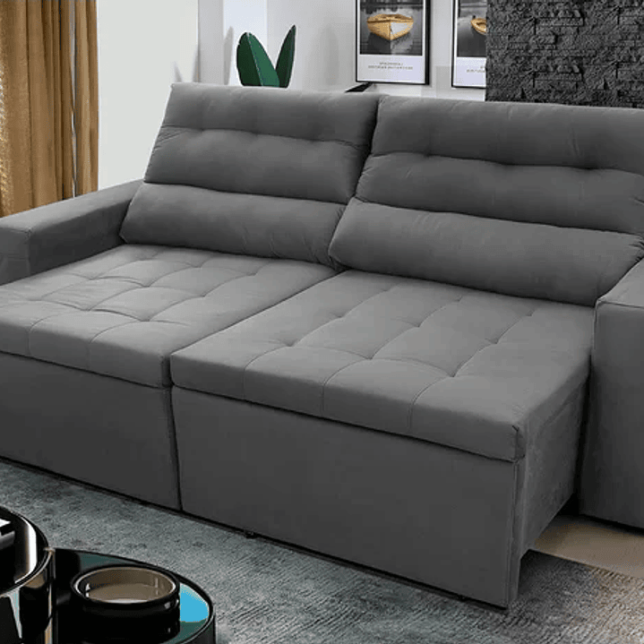 Sofá Retrátil/Reclinável Arizona 2,30m Suede Velut  3