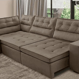 Sofá de Canto Retrátil e Reclinável com Molas LE 3,00x2,00m Viviane Suede 