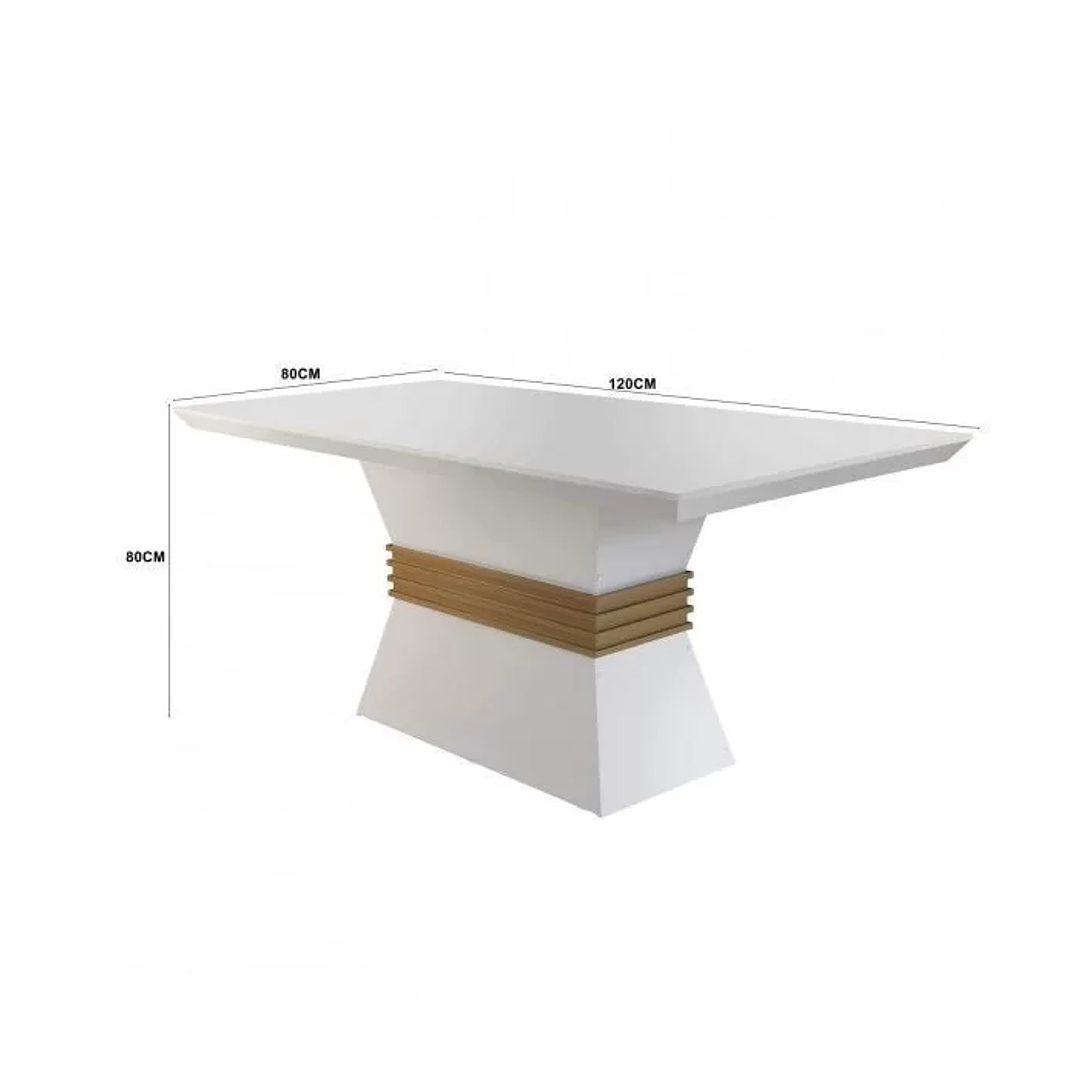 Conjunto Sala de Jantar Mesa e 4 Cadeiras Santorini Veludo Creme/Off White/Imbuia 3