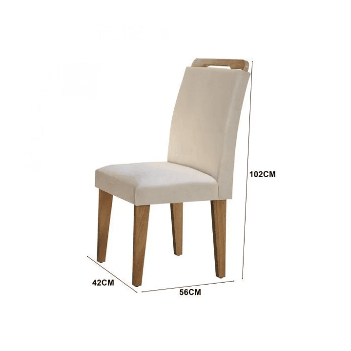 Conjunto Sala de Jantar Mesa e 4 Cadeiras Santorini Veludo Creme/Off White/Imbuia 4